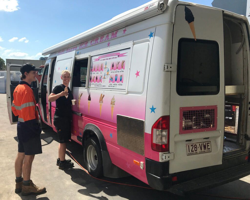 Genelite - staff enjoying ice-cream at food van